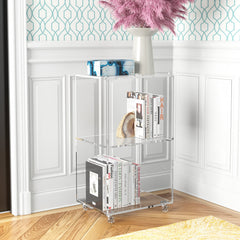 Bookcase, 2 Shelves, Clear Acrylic Frame