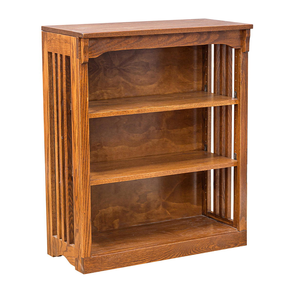 Bookcase, 2 Shelves, Solid Oak with Oak Brown Color