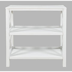 Bookcase, 2 Shelves, Solid Wood, White Finish