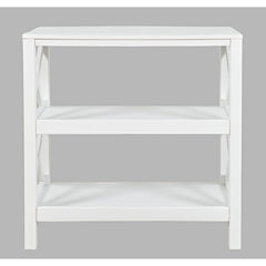 Bookcase, 2 Shelves, Solid Wood, White Finish
