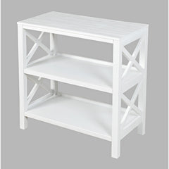 Bookcase, 2 Shelves, Solid Wood, White Finish