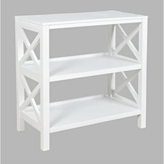 Bookcase, 2 Shelves, Solid Wood, White Finish