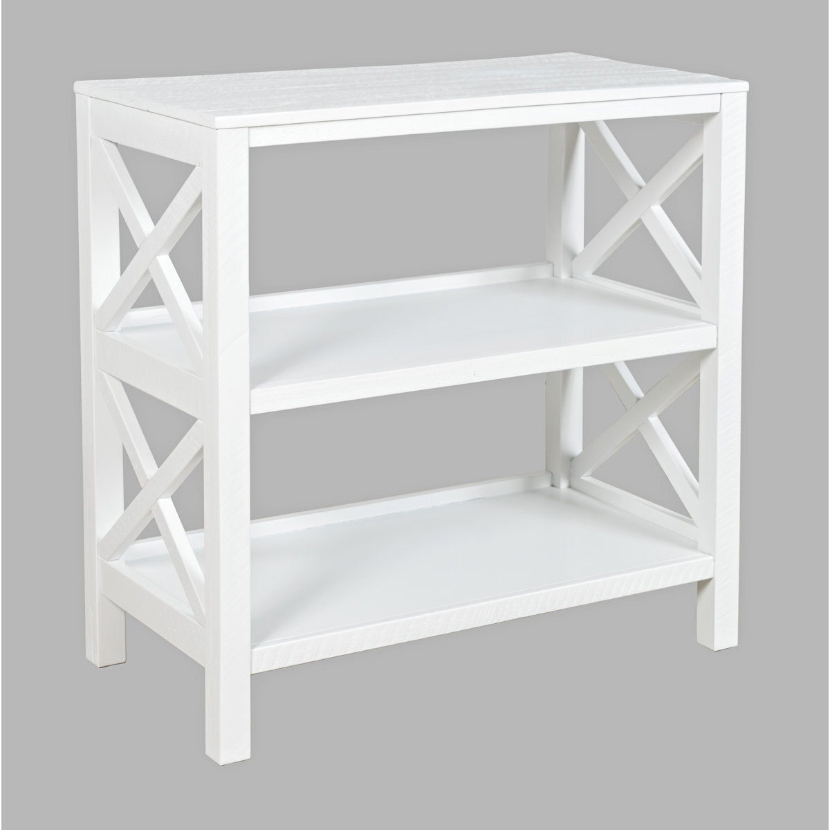 Bookcase, 2 Shelves, Solid Wood, White Finish