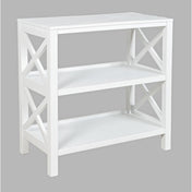 Bookcase, 2 Shelves, Solid Wood, White Finish