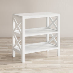 Bookcase, 2 Shelves, Solid Wood, White Finish