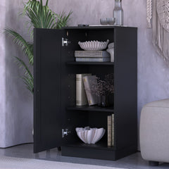 Bookcase, 3 Shelves, Black Solid Pine with Adjustable Shelves