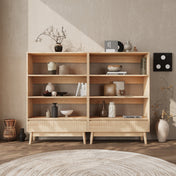 Bookcase, 3 Shelves with Drawer, 47.6 x 63 Inch, Wood