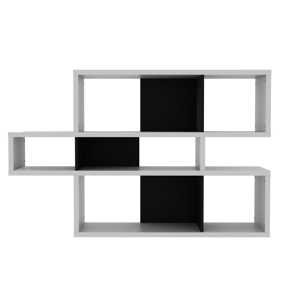 Bookcase, 3-Tier Horizontal, Engineered Wood with Matte White and Matte Black Finish