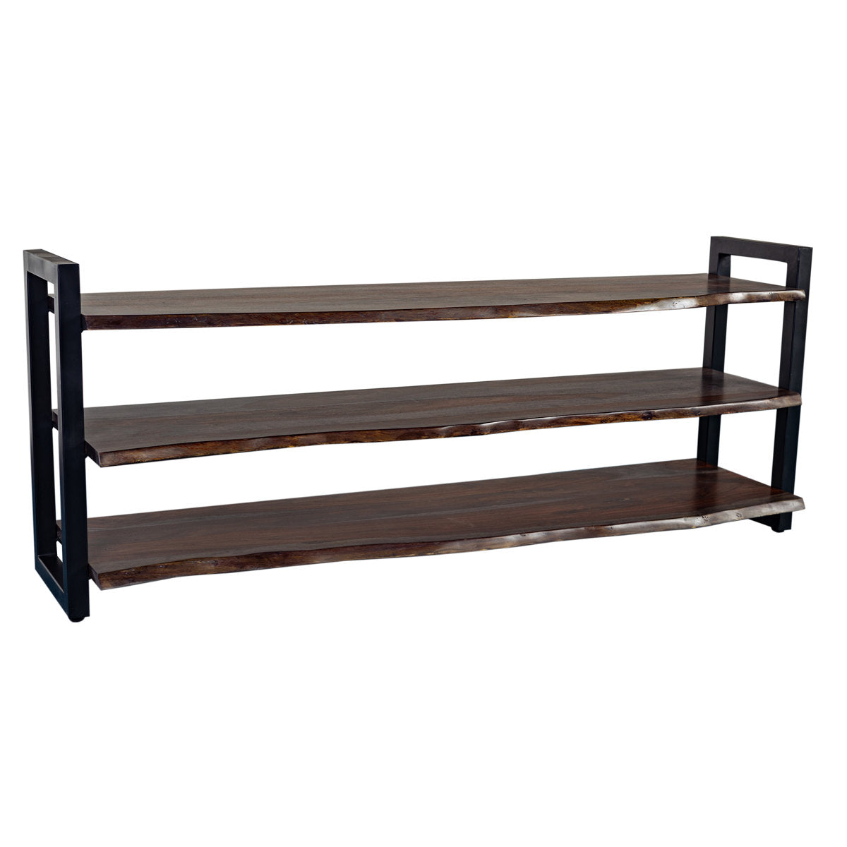 Bookcase, 3 Tiers in Dark Brown with Black Metal Frame