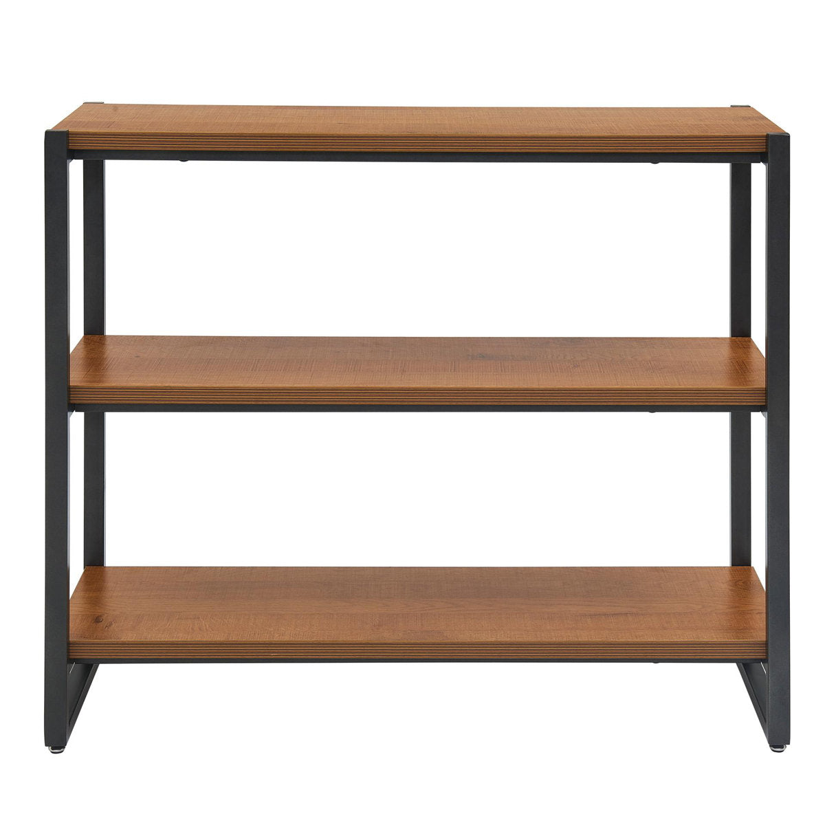 Bookcase, 39.5 Inch Wide, Brown Steel and Engineered Wood
