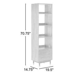 Bookcase, 4 Shelf Tiers and 2 Drawers, Brown and Black with Gold Metal Legs