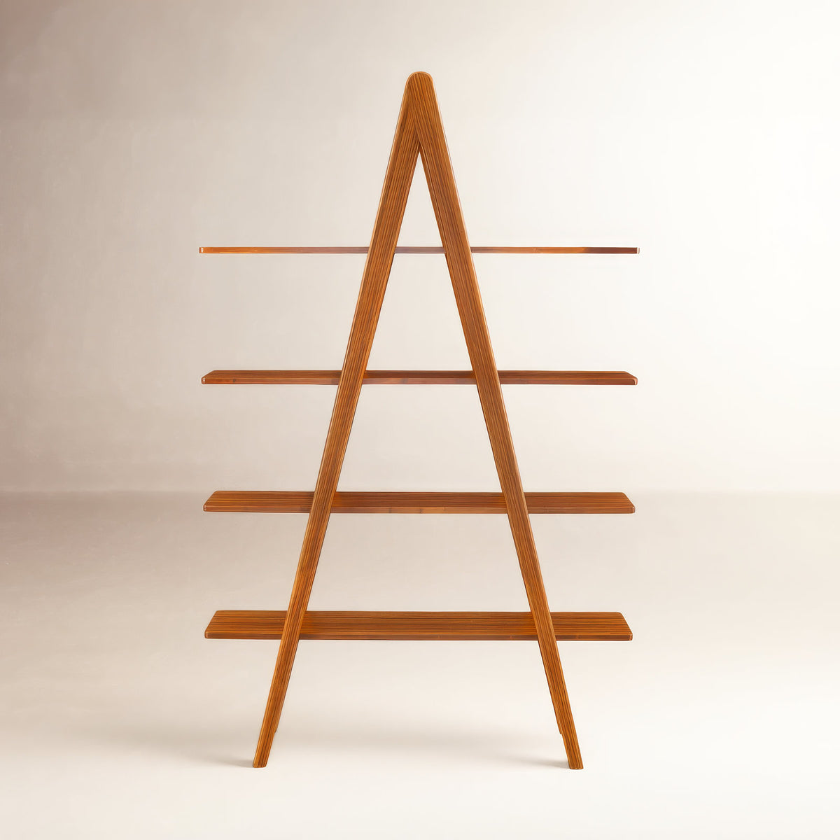 Bookcase, 4 Tiers, Amber Bamboo with Natural Wood Grain