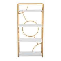 Bookcase, 4 Tiers, White with Metal Frame