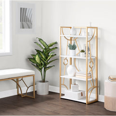 Bookcase, 4 Tiers, White with Metal Frame