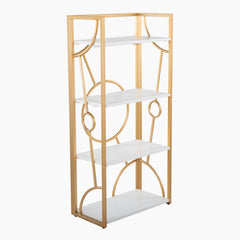 Bookcase, 4 Tiers, White with Metal Frame