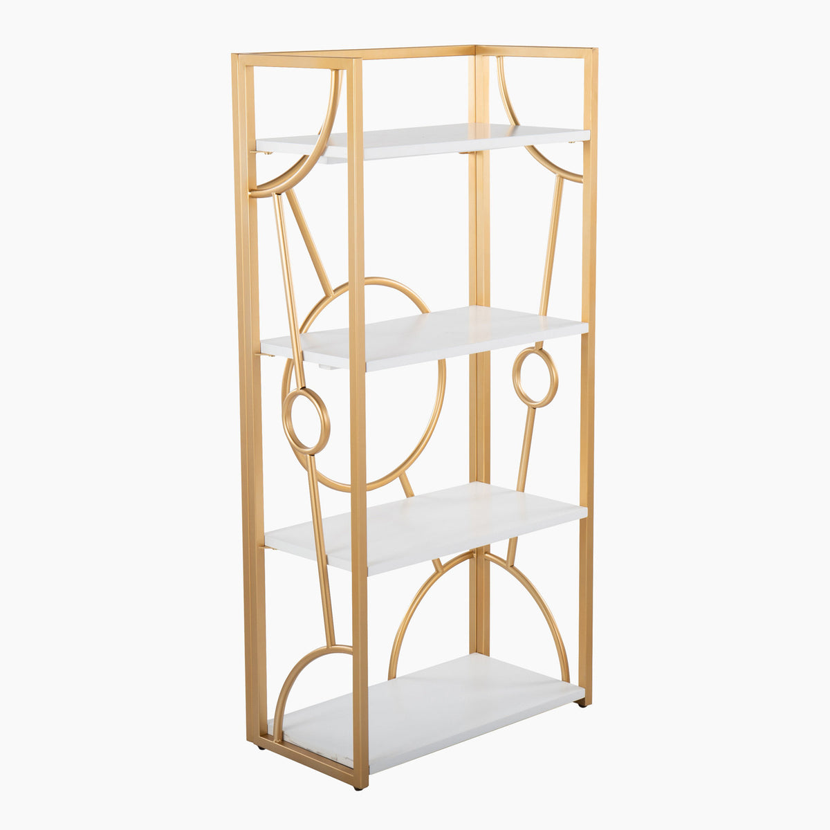Bookcase, 4 Tiers, White with Metal Frame