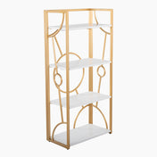 Bookcase, 4 Tiers, White with Metal Frame