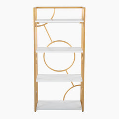 Bookcase, 4 Tiers, White with Metal Frame