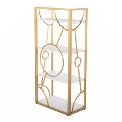 Bookcase, 4 Tiers, White with Metal Frame
