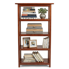 Bookcase, 48-Inch Tall with 4 Shelf Tiers, Cherry Finish