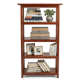 Bookcase, 48-Inch Tall with 4 Shelf Tiers, Cherry Finish