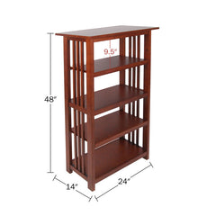 Bookcase, 48-Inch Tall with 4 Shelf Tiers, Cherry Finish