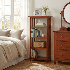 Bookcase, 48-Inch Tall with 4 Shelf Tiers, Cherry Finish