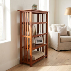 Bookcase, 48-Inch Tall with 4 Shelf Tiers, Cherry Finish
