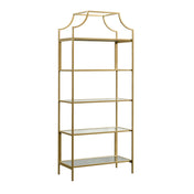 Bookcase, 5-Shelf, Satin Gold Metal Frame