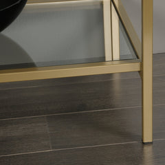 Bookcase, 5-Shelf, Satin Gold Metal Frame