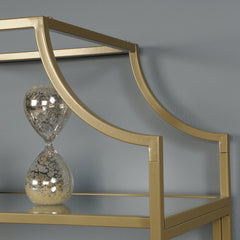 Bookcase, 5-Shelf, Satin Gold Metal Frame