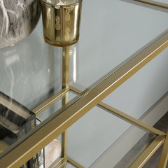 Bookcase, 5-Shelf, Satin Gold Metal Frame