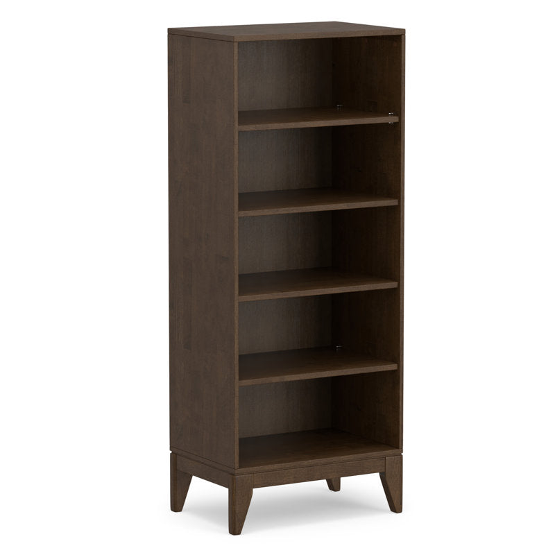 Bookcase, 5-Shelf, Walnut Brown with Wood Shelves