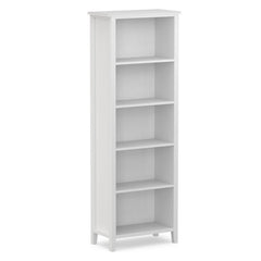 Bookcase, 5 Shelf, White Wood with Angled Top