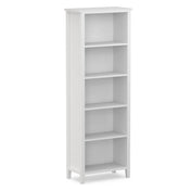Bookcase, 5 Shelf, White Wood with Angled Top