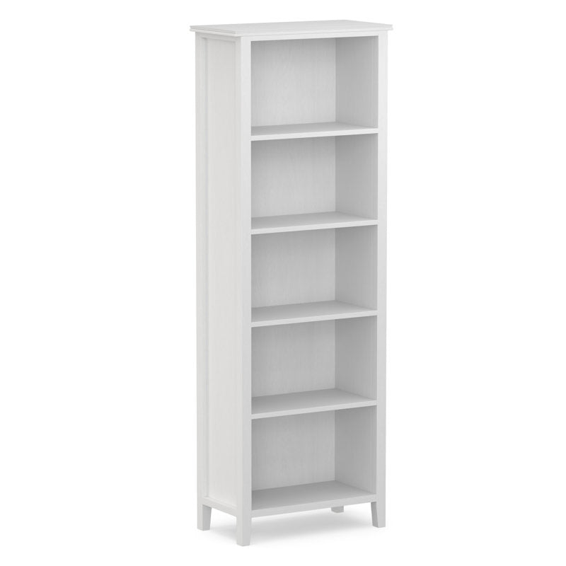 Bookcase, 5 Shelf, White Wood with Angled Top
