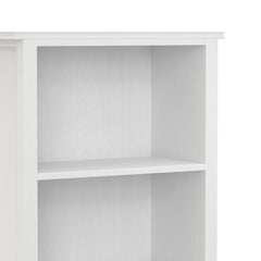 Bookcase, 5 Shelf, White Wood with Angled Top