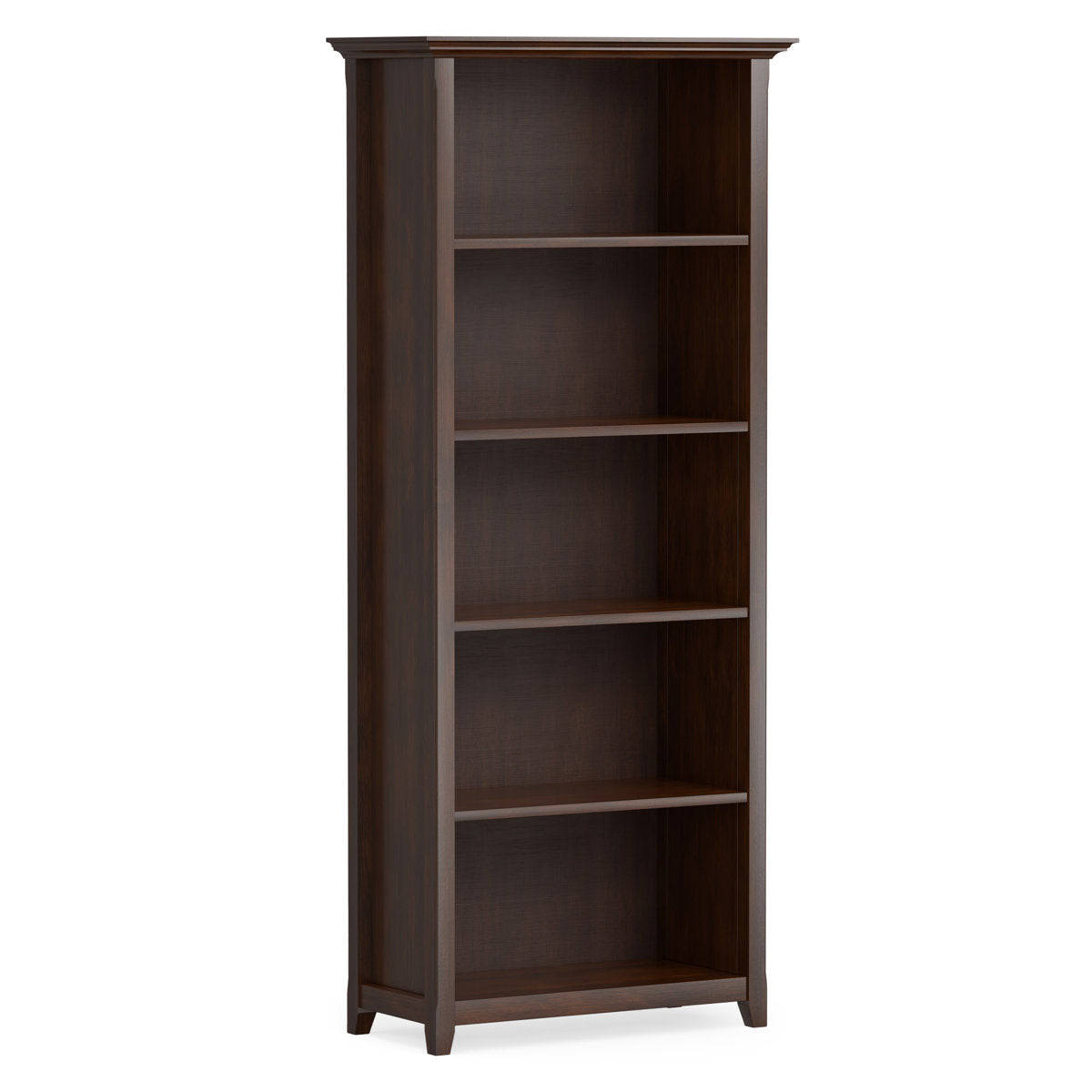 Bookcase, 5 Shelves in Solid Pine Wood, Russet Brown