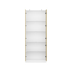 Bookcase, 5 Tiers, White with Glass Doors