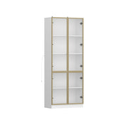 Bookcase, 5 Tiers, White with Glass Doors