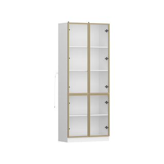 Bookcase, 5 Tiers, White with Glass Doors