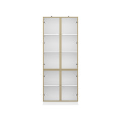 Bookcase, 5 Tiers, White with Glass Doors