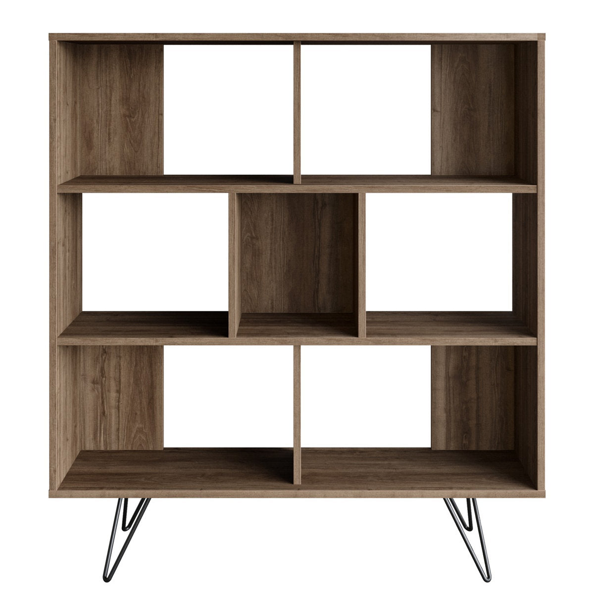 Bookcase, 52 in Tall, Walnut with Metal Legs