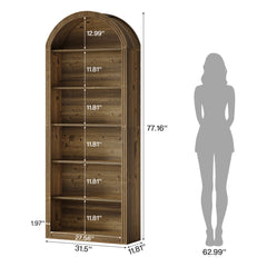 Bookcase, 6 Shelves in Brown Manufactured Wood