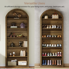 Bookcase, 6 Shelves in Brown Manufactured Wood