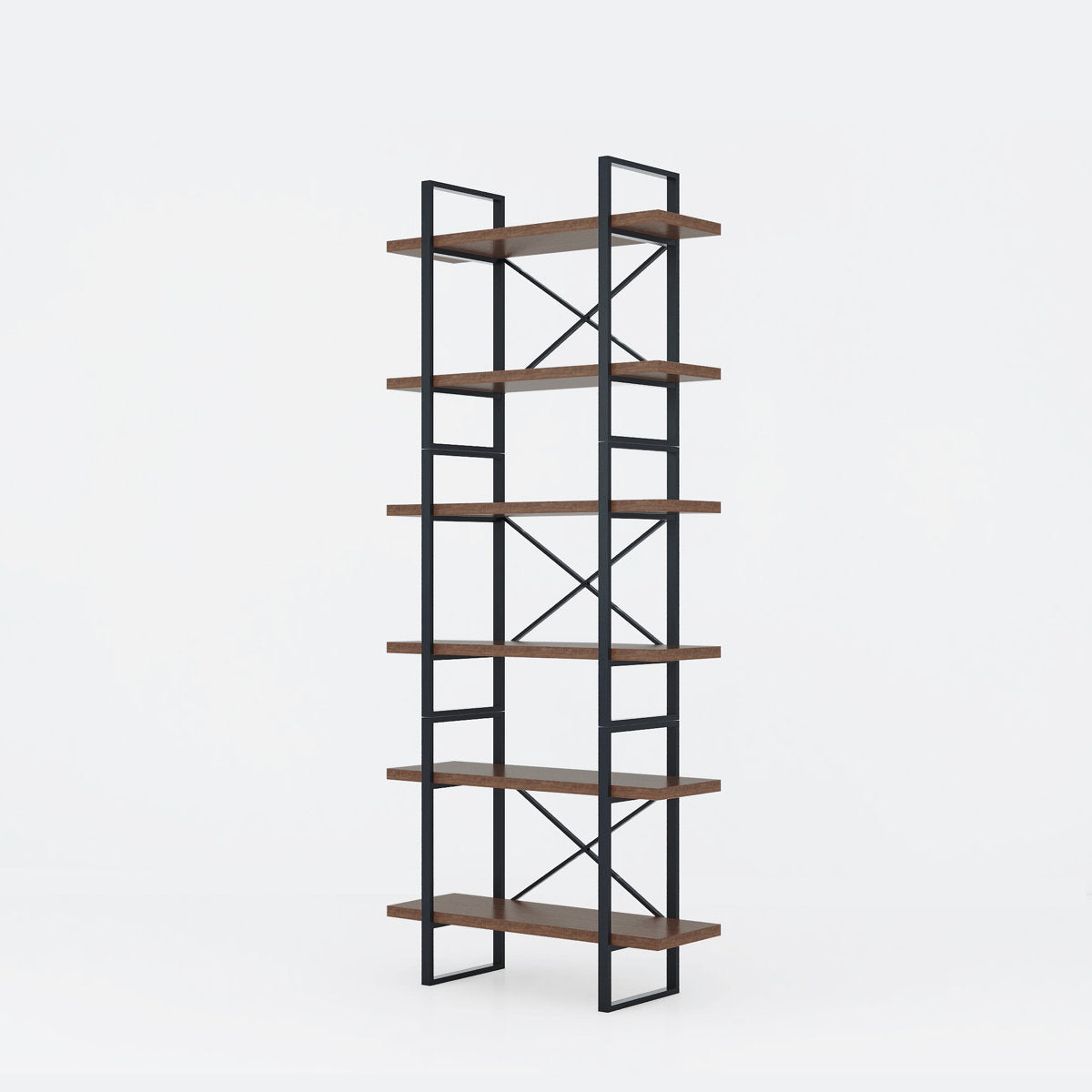 Bookcase, 6-Tier, Steel Frame with Manufactured Wood Shelves