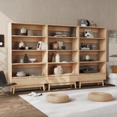 Bookcase, 94.5 in W x 58.7 in H, Solid and Manufactured Wood