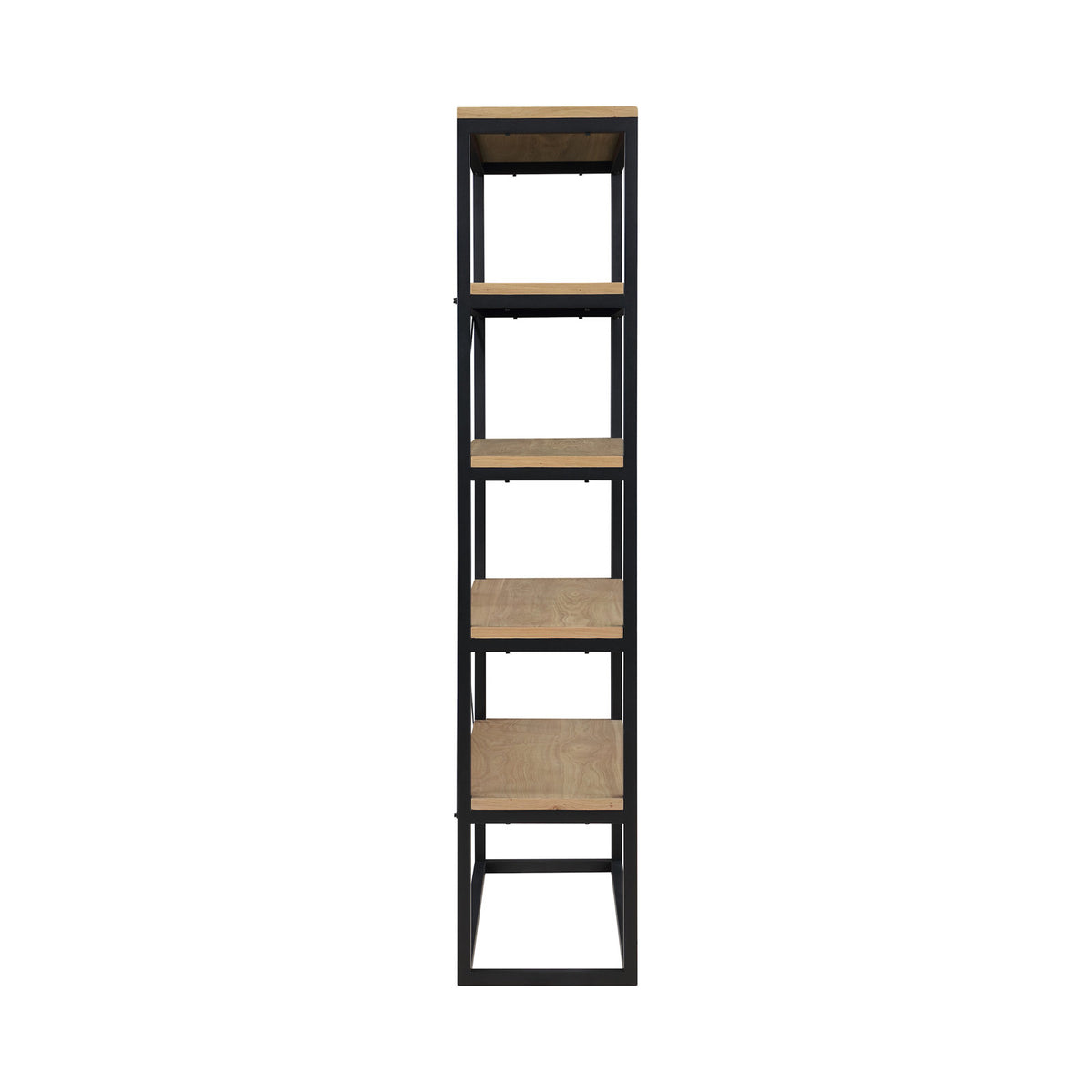 Bookcase, Ash Veneer Shelves, Brown and Black with Metal Frame