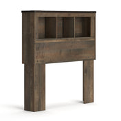 Bookcase Headboard, Twin, Brown Manufactured Wood with Storage