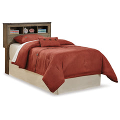 Bookcase Headboard, Twin, Brown Manufactured Wood with Storage
